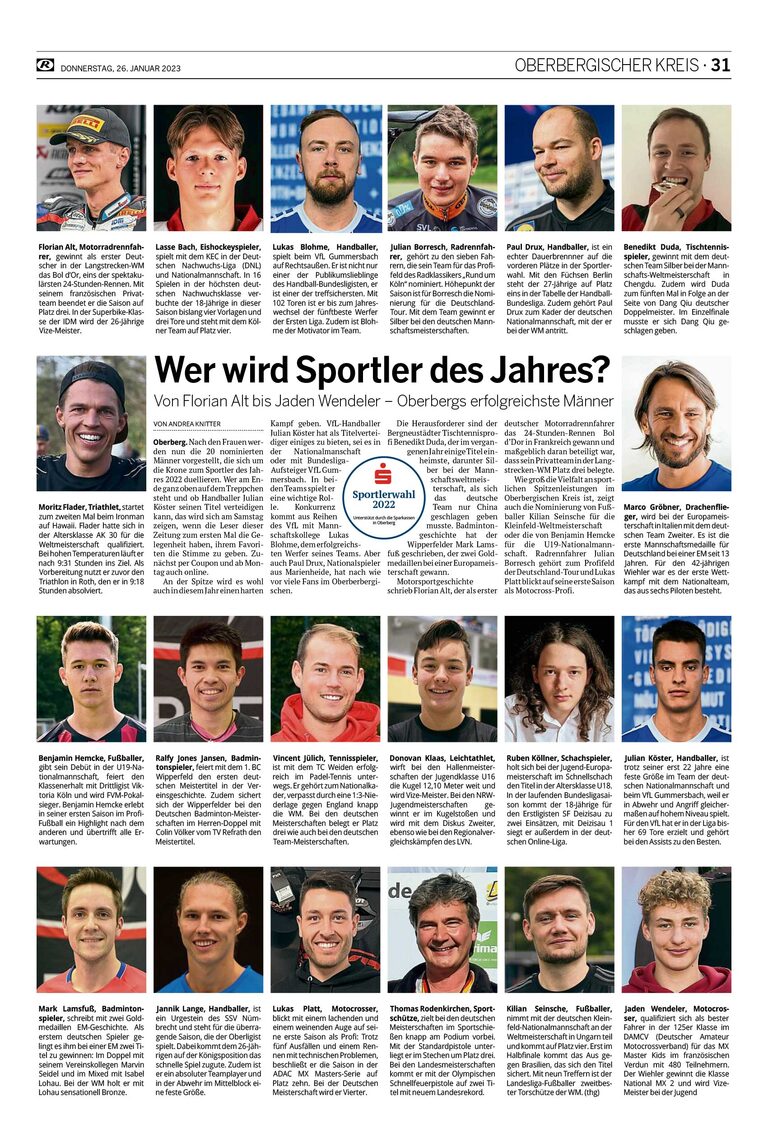 Wer soll die Sportlerwahl gewinnen? 32 PAGE 9300838